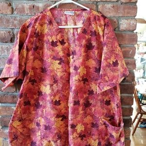 Fall Leaves Scrub top 2xl
